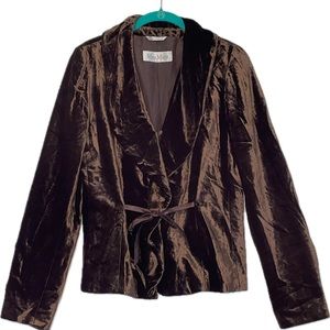 MaxMara | Chocolate Brown Velvet Blazer Jacket Women’s Size 10 Silk Blend